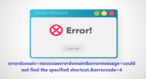 errordomain=nscocoaerrordomain&errormessage=could not find the specified shortcut.&errorcode=4